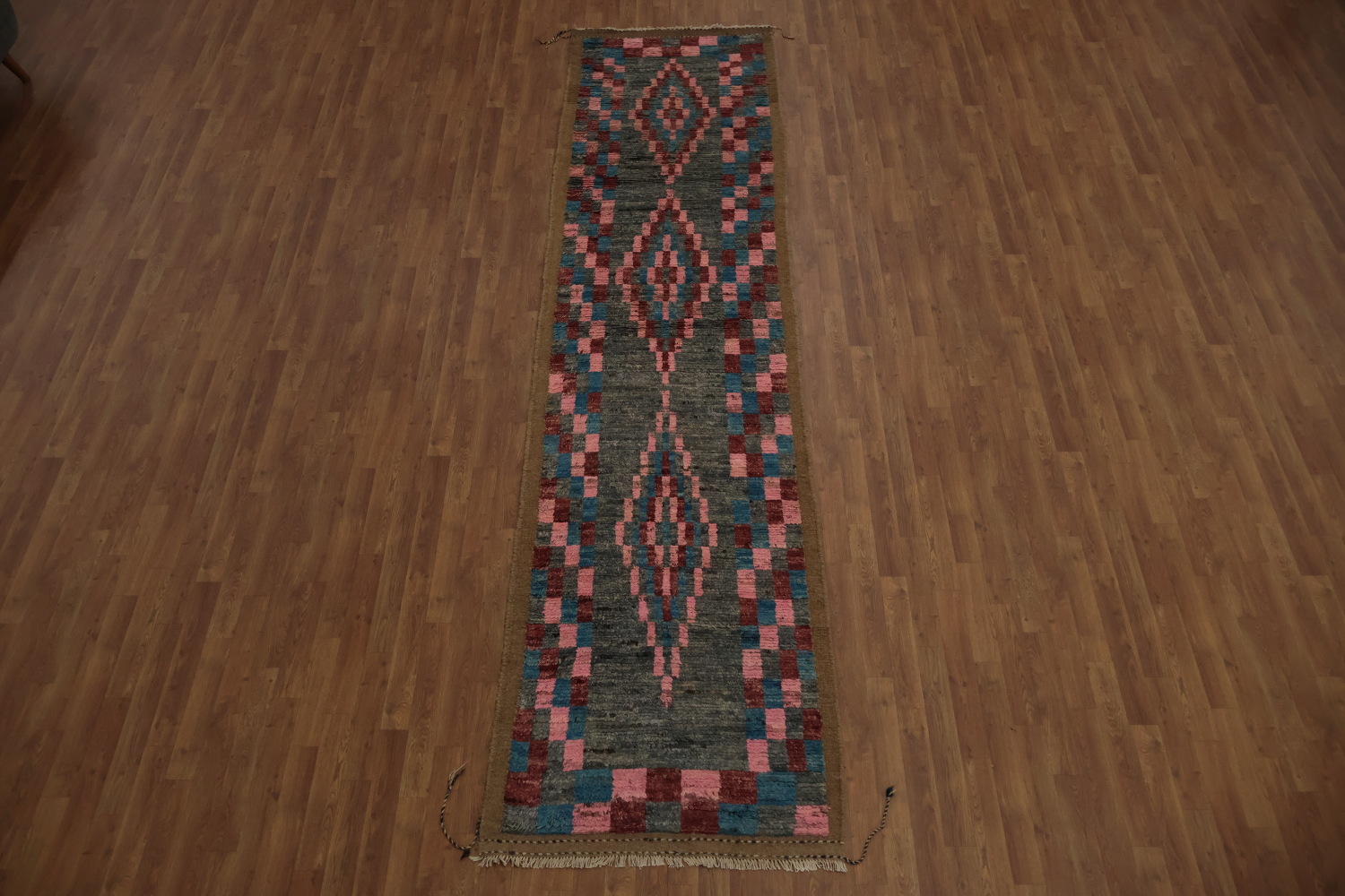 Artisan Moroccan Runner Rug 3x13 with a Unique Geometric Design