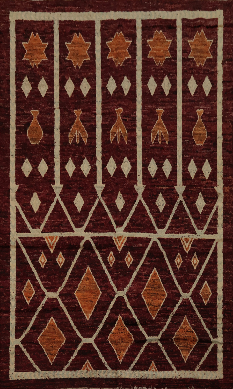 Artisanal Moroccan Area Rug 7x10 with Tribal Patterns and Shades