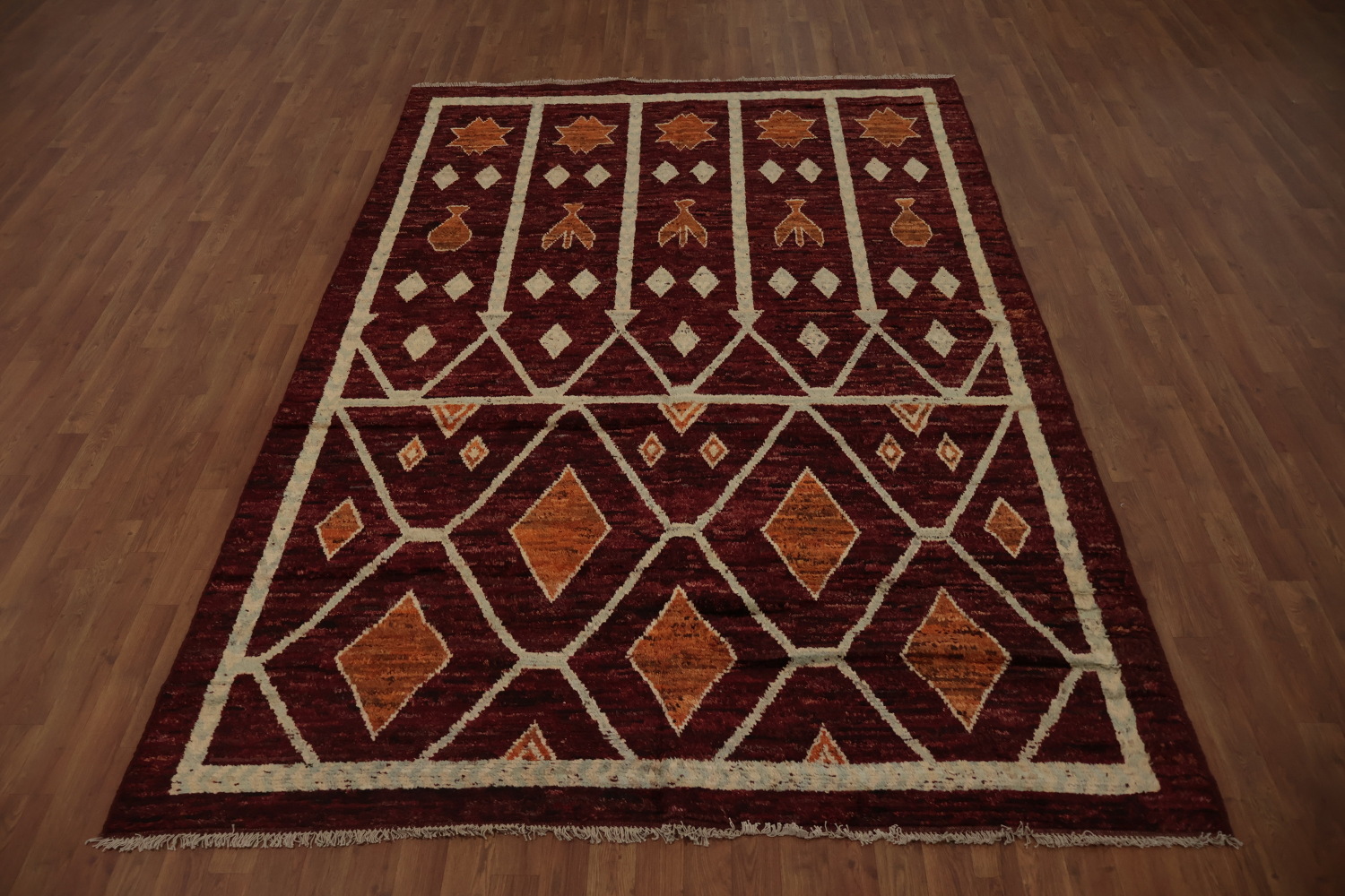Artisanal Moroccan Area Rug 7x10 with Tribal Patterns and Shades