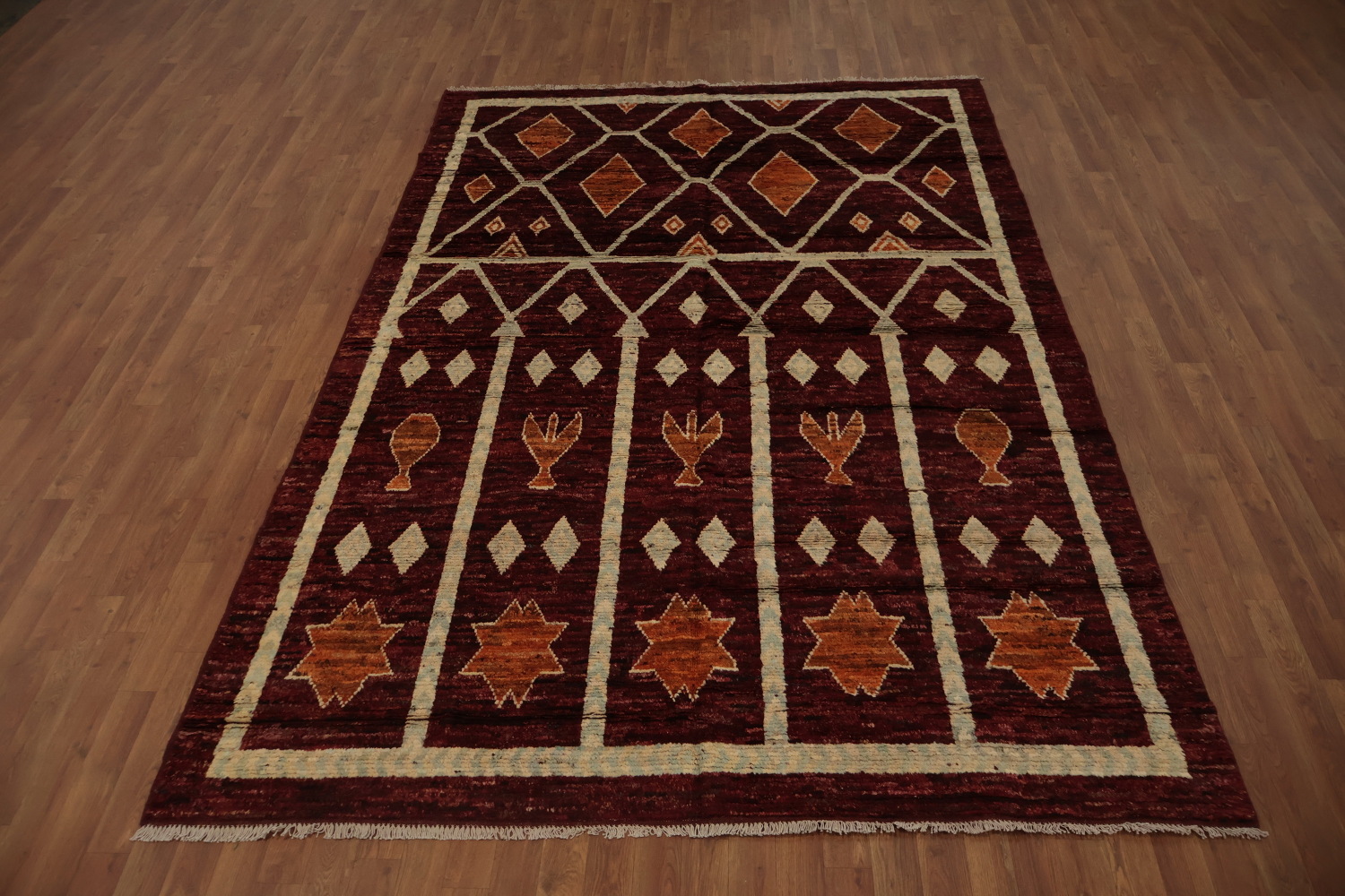 Artisanal Moroccan Area Rug 7x10 with Tribal Patterns and Shades
