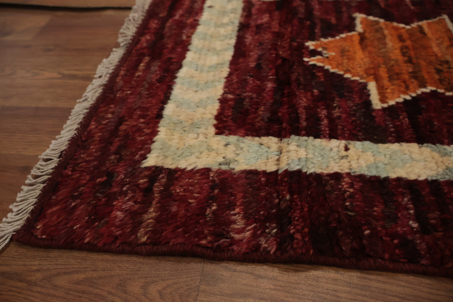 Artisanal Moroccan Area Rug 7x10 with Tribal Patterns and Shades