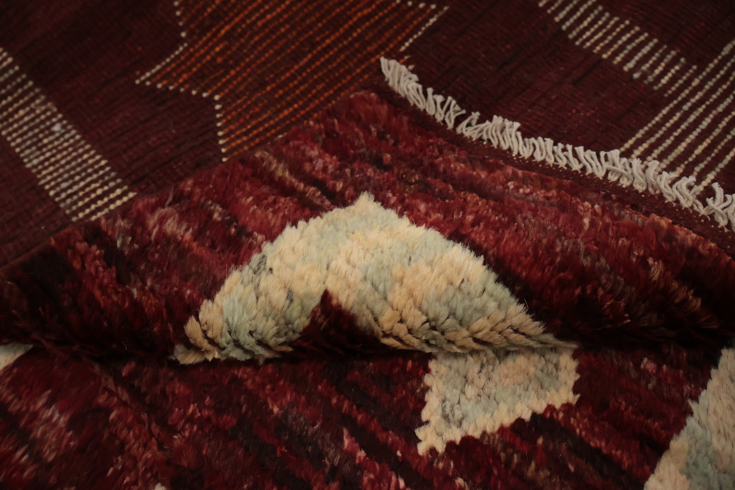 Artisanal Moroccan Area Rug 7x10 with Tribal Patterns and Shades