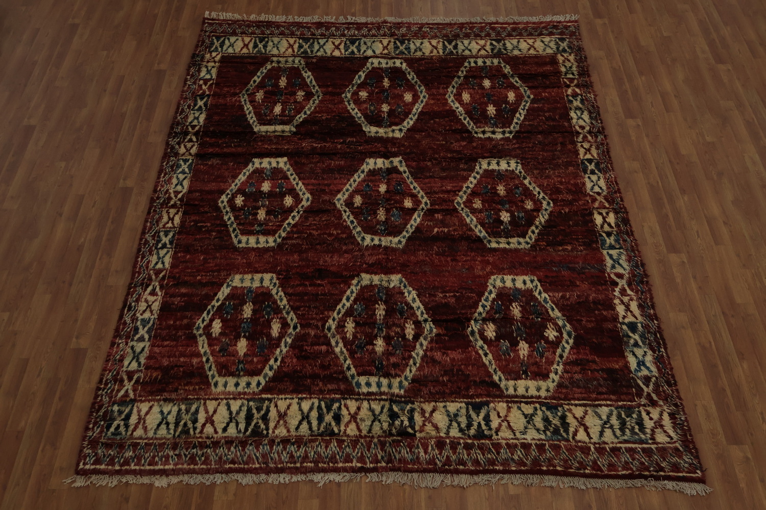 Bold Geometrics on a Classic Moroccan Area Rug 8x10