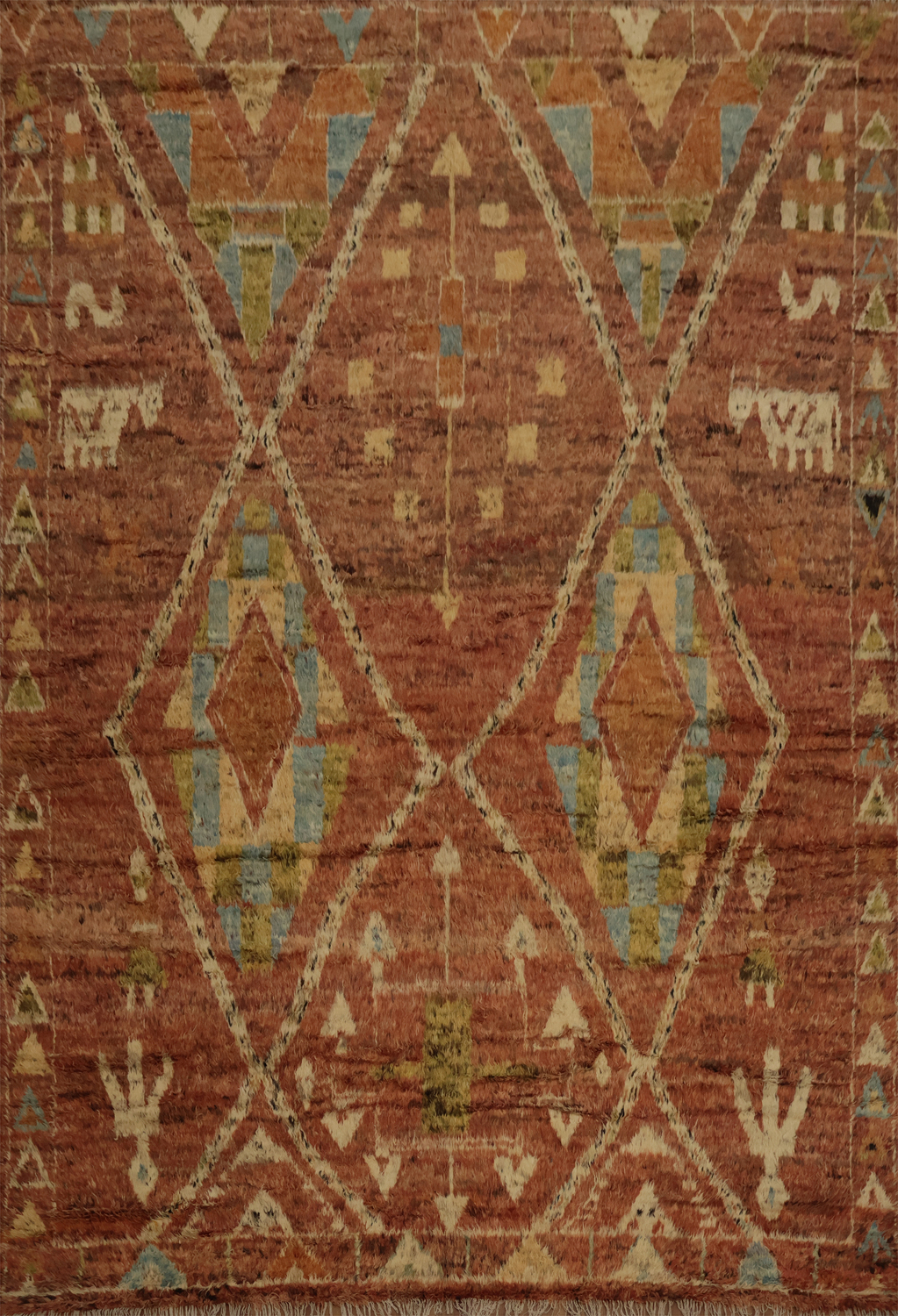 Warm-Toned Berber Moroccan Large Rug 13x16 with Tribal Geometric Motifs