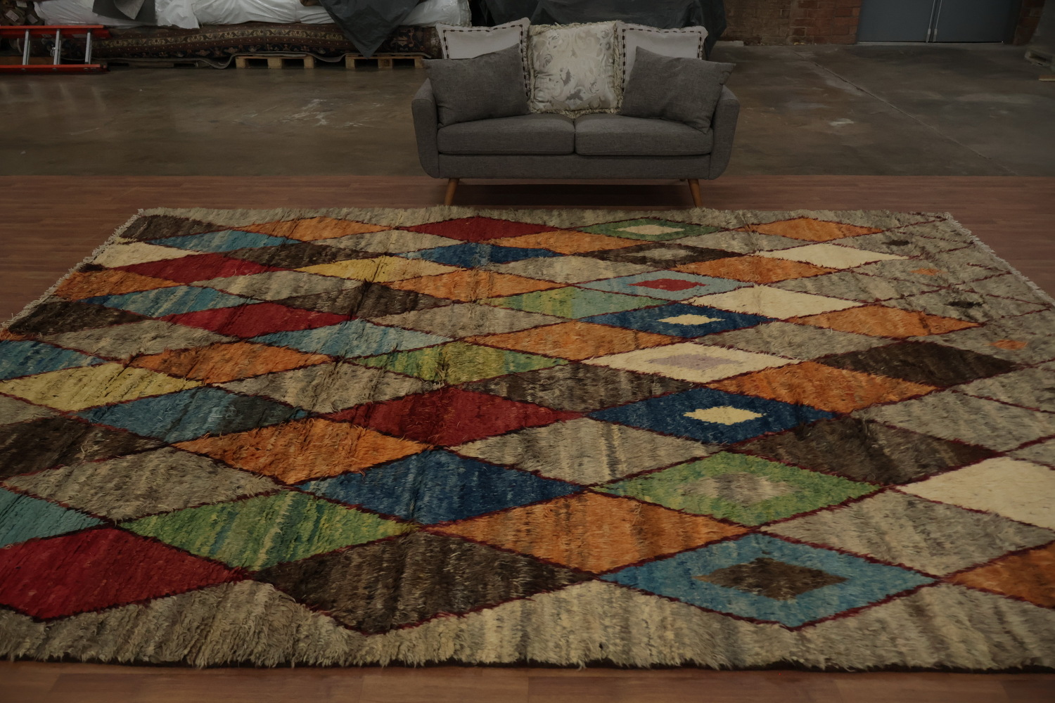 Multicolor Diamond Design Handmade Moroccan Large Rug 10x14