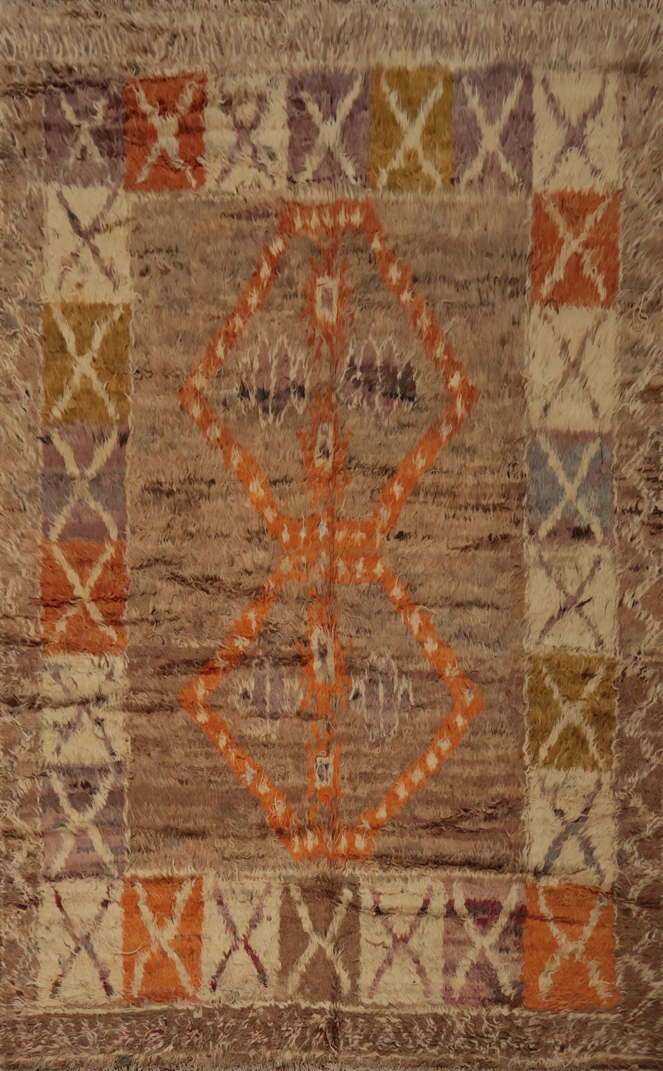 Desert Sunset Inspired Symmetrical Berber Moroccan Area Rug 7x10