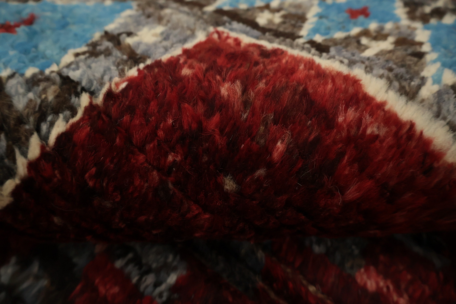 Ornate Red Moroccan Area Rug 7x10 with Diamond and Multi-Color Details