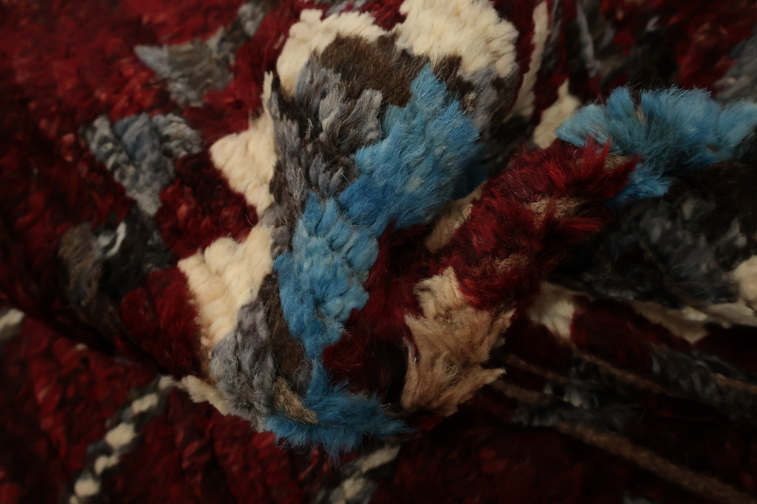 Ornate Red Moroccan Area Rug 7x10 with Diamond and Multi-Color Details