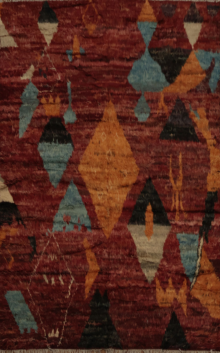 Bold and Earthy Berber Moroccan Area Rug 7x10 with Artistic Patterns