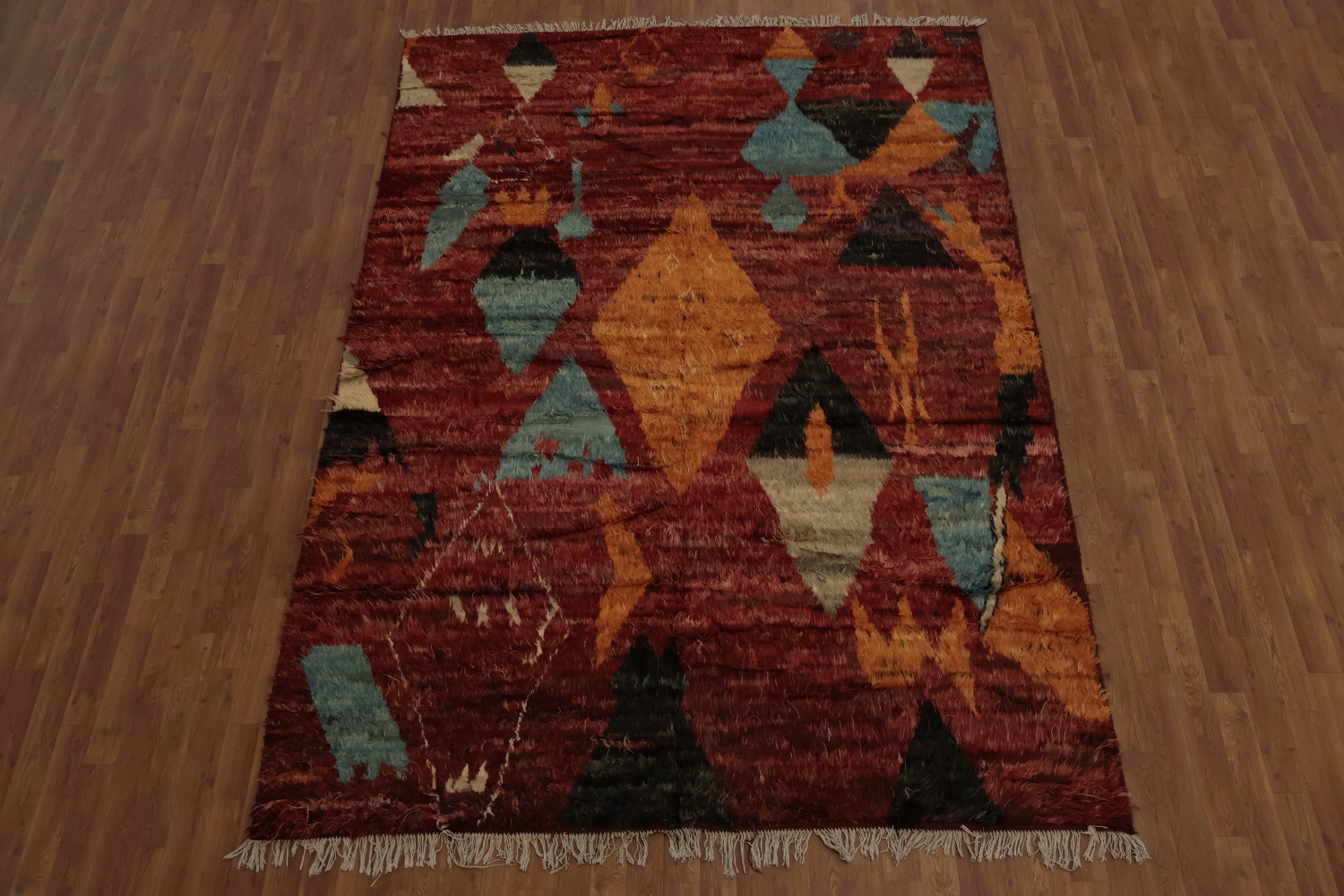 Bold and Earthy Berber Moroccan Area Rug 7x10 with Artistic Patterns