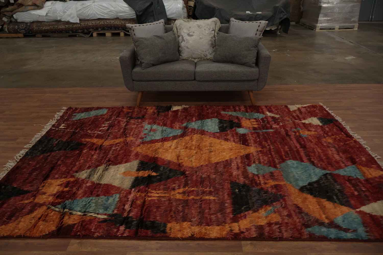 Bold and Earthy Berber Moroccan Area Rug 7x10 with Artistic Patterns