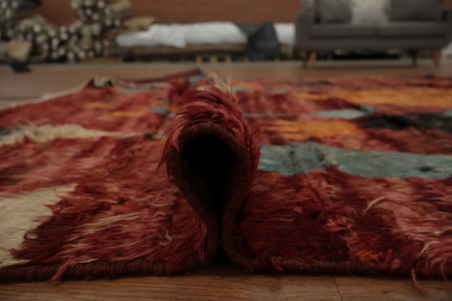 Bold and Earthy Berber Moroccan Area Rug 7x10 with Artistic Patterns