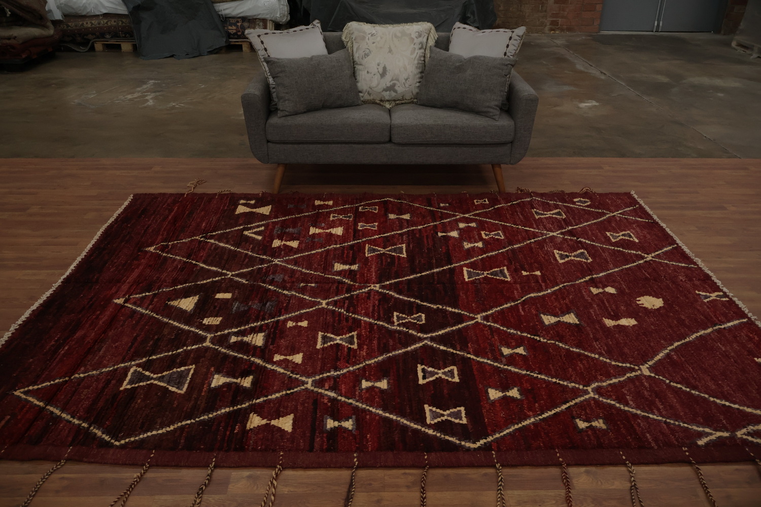 Burgundy Red Moroccan Area Rug 7x10