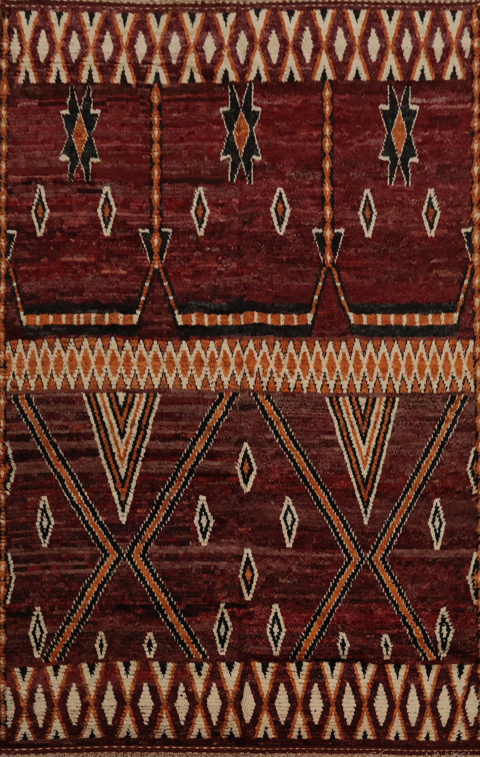 Bohemian Moroccan Area Rug 7x10 Showcasing Traditional Geometric Artistry
