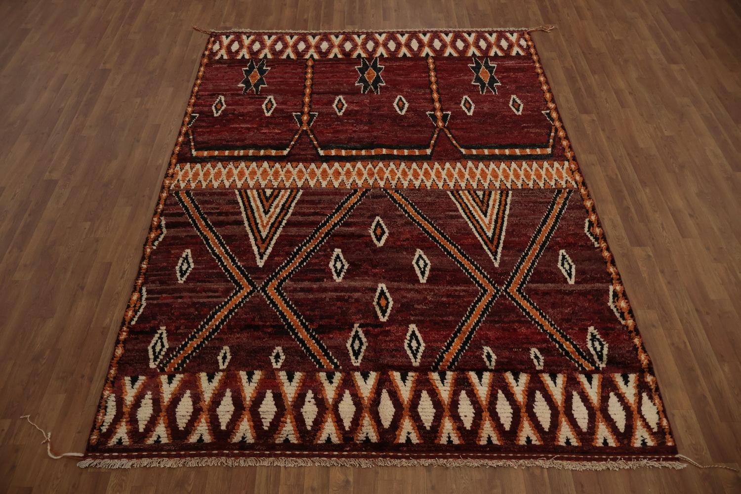 Bohemian Moroccan Area Rug 7x10 Showcasing Traditional Geometric Artistry
