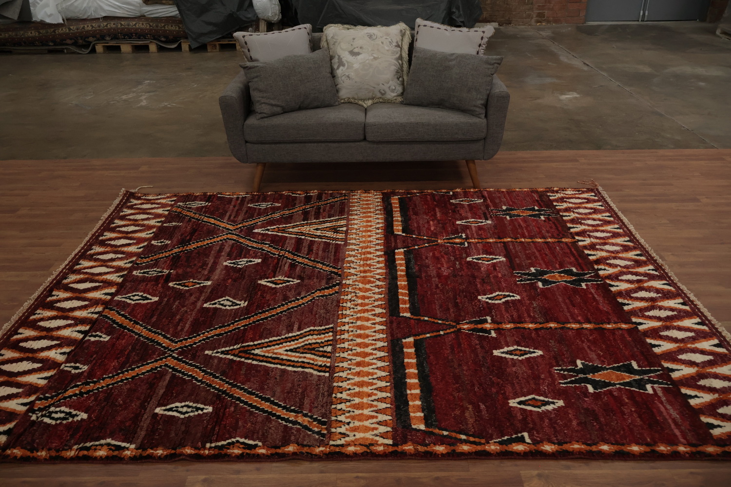 Bohemian Moroccan Area Rug 7x10 Showcasing Traditional Geometric Artistry
