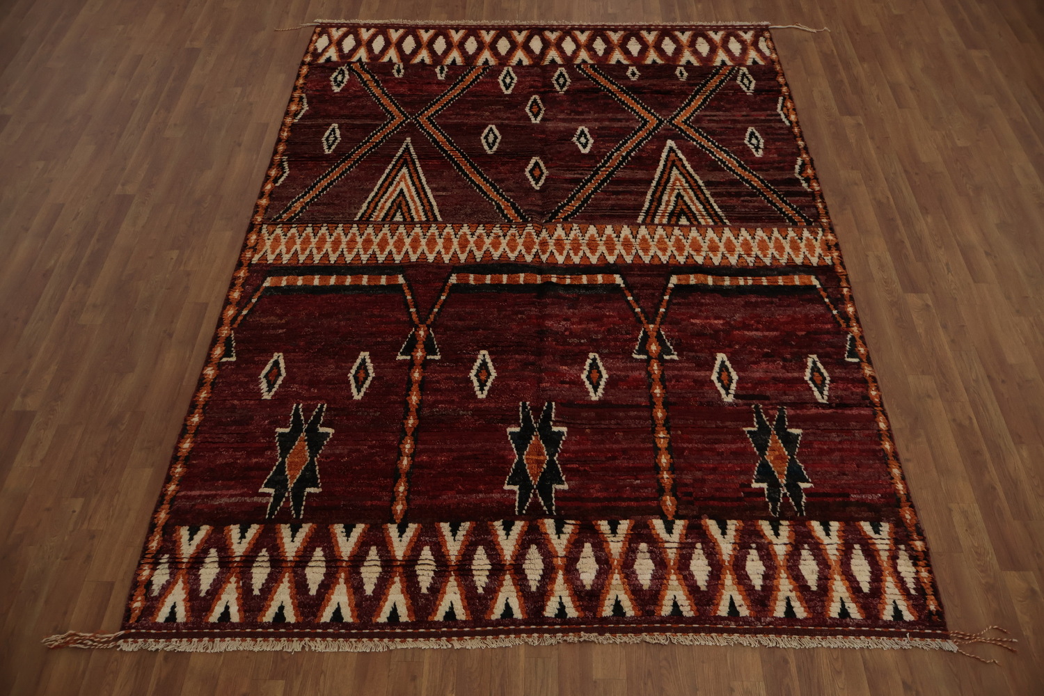 Bohemian Moroccan Area Rug 7x10 Showcasing Traditional Geometric Artistry