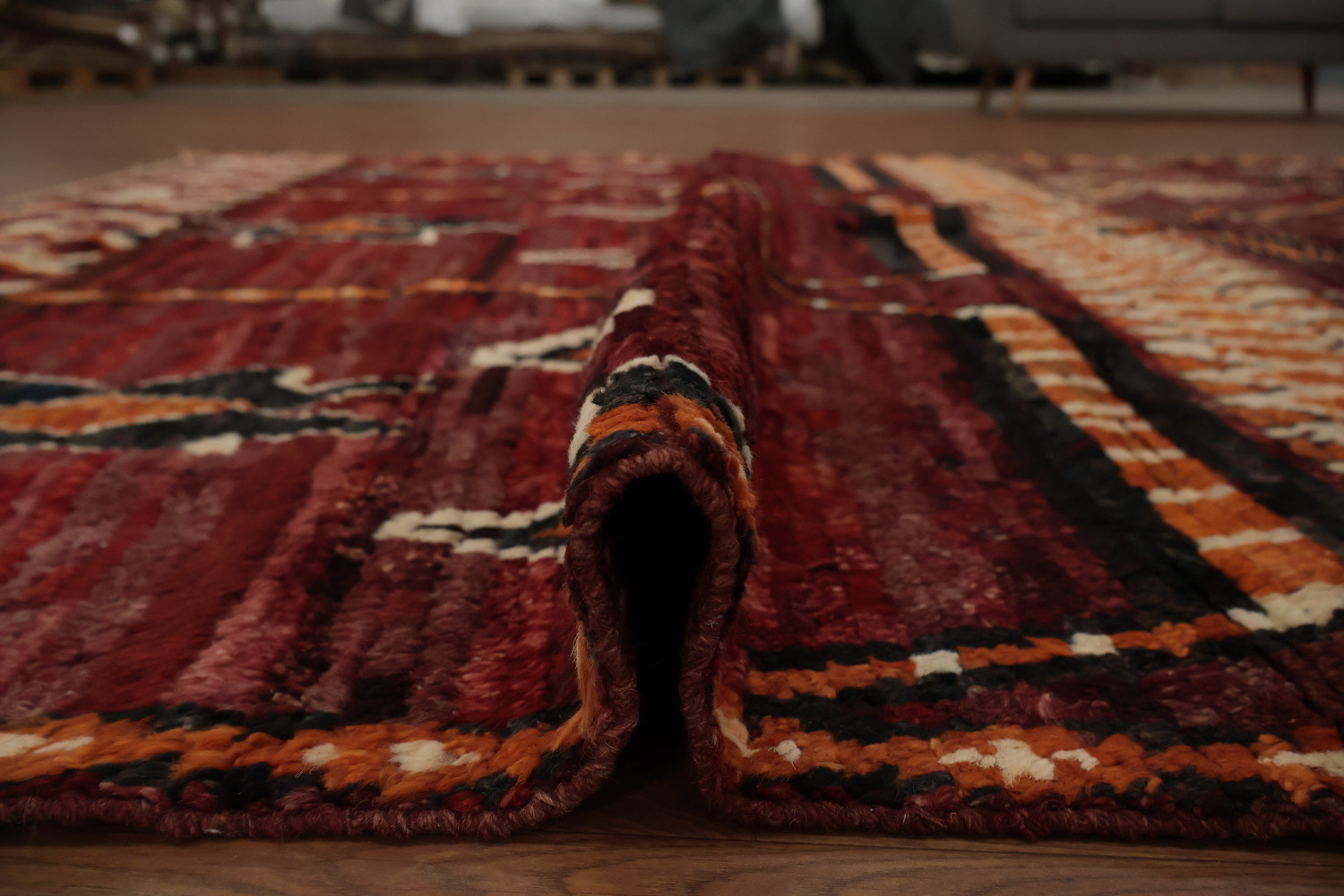 Bohemian Moroccan Area Rug 7x10 Showcasing Traditional Geometric Artistry
