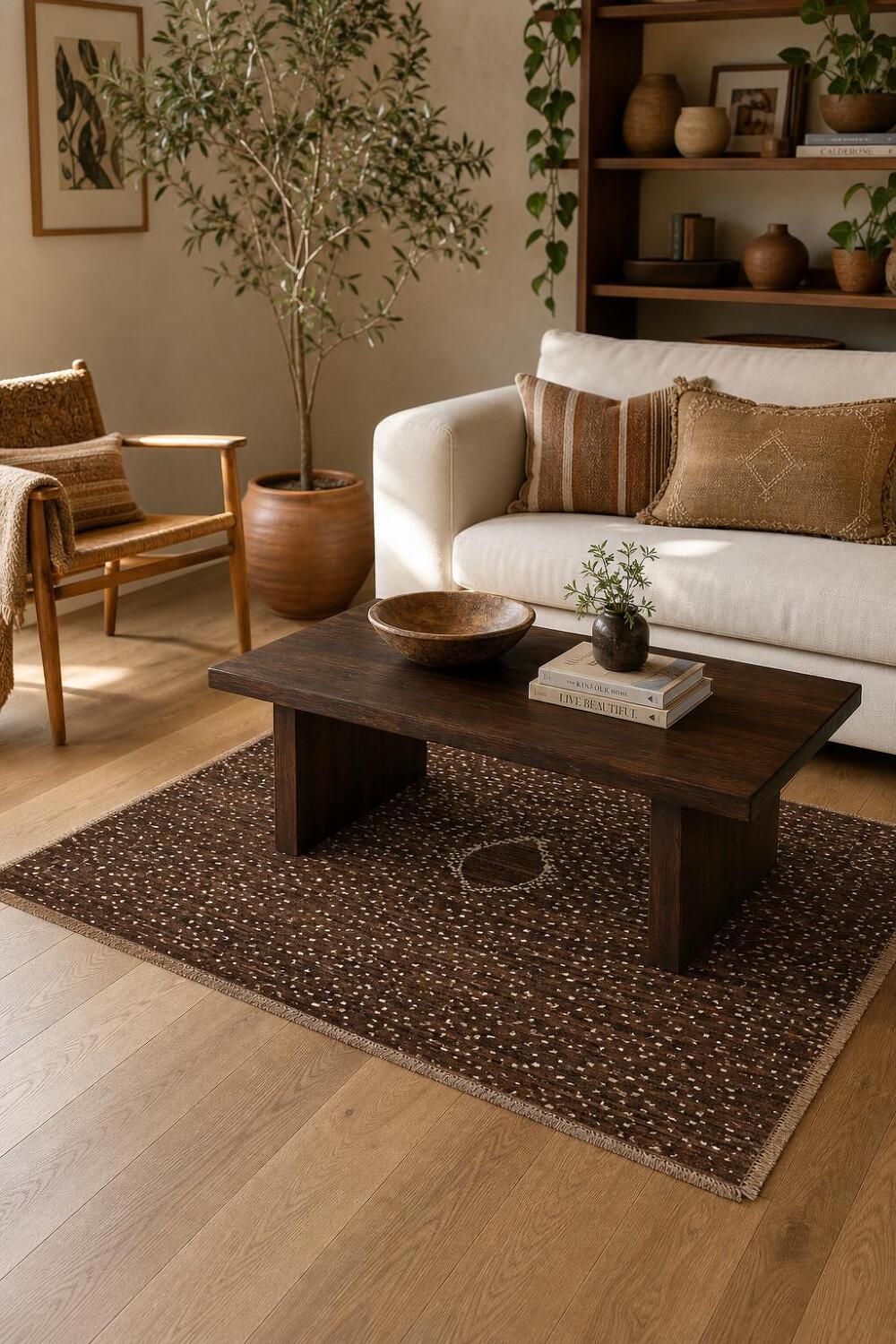 Dark Brown Moroccan Area Rug 6x8