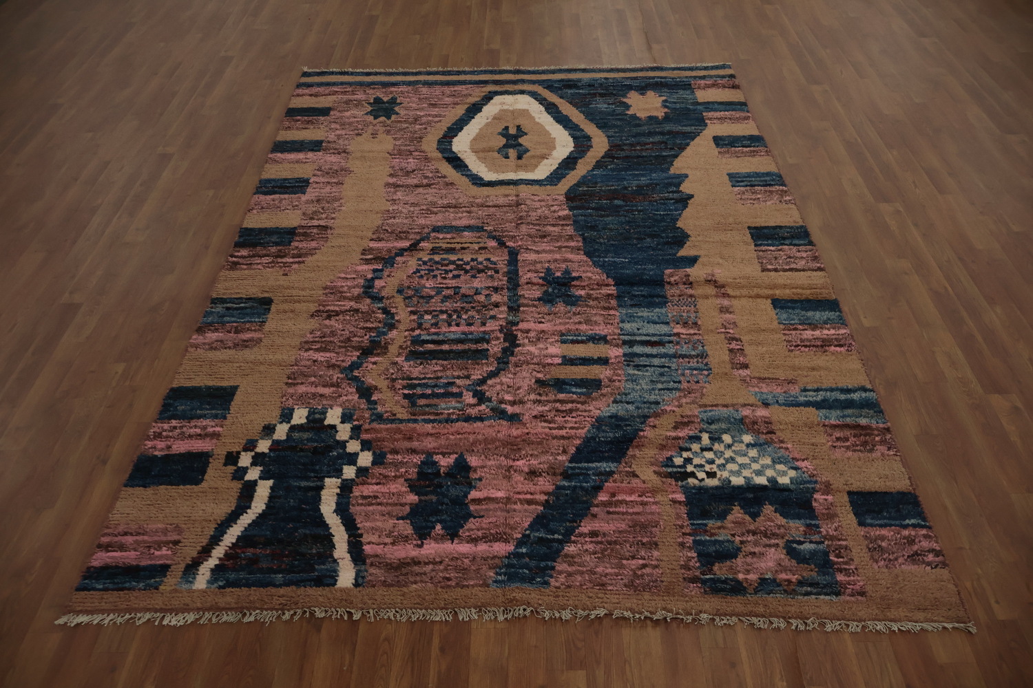 Artistic Pink Moroccan Area Rug 7x10 Featuring Unique Textural Elements