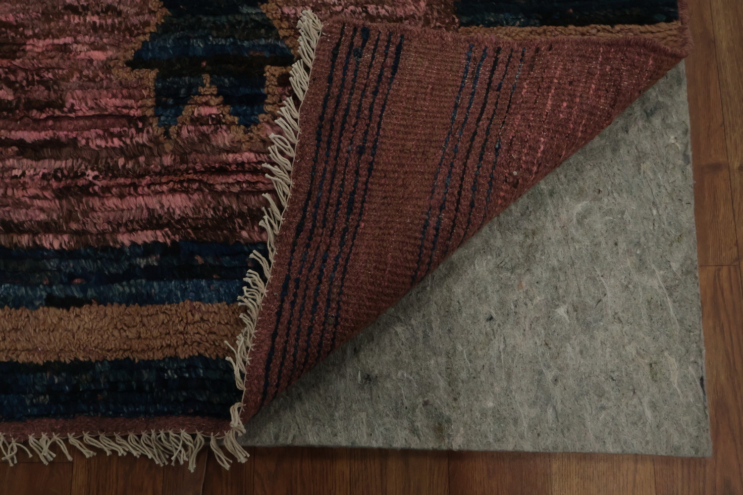 Artistic Pink Moroccan Area Rug 7x10 Featuring Unique Textural Elements