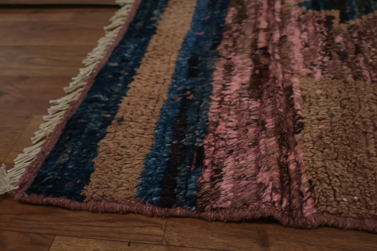 Artistic Pink Moroccan Area Rug 7x10 Featuring Unique Textural Elements