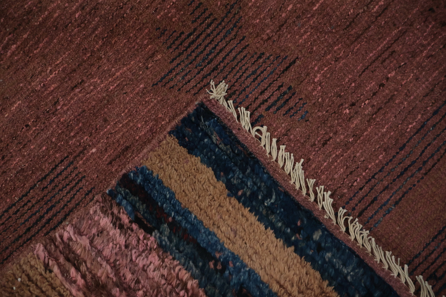 Artistic Pink Moroccan Area Rug 7x10 Featuring Unique Textural Elements