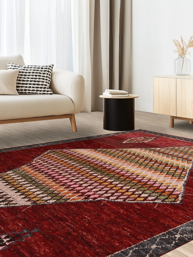 Geometric Wool Moroccan Area Rug 7x10