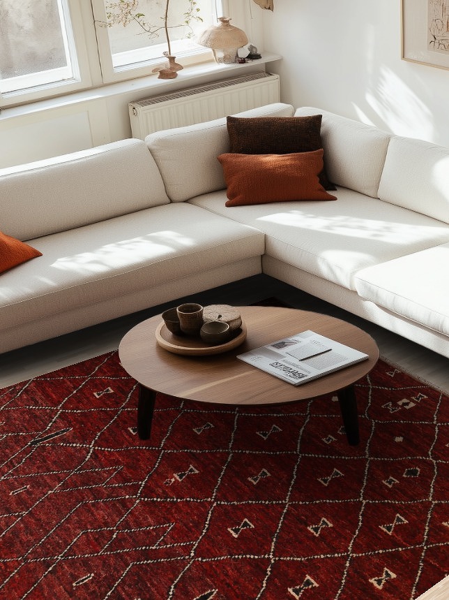 Red Burgundy Moroccan Area Rug 7x9