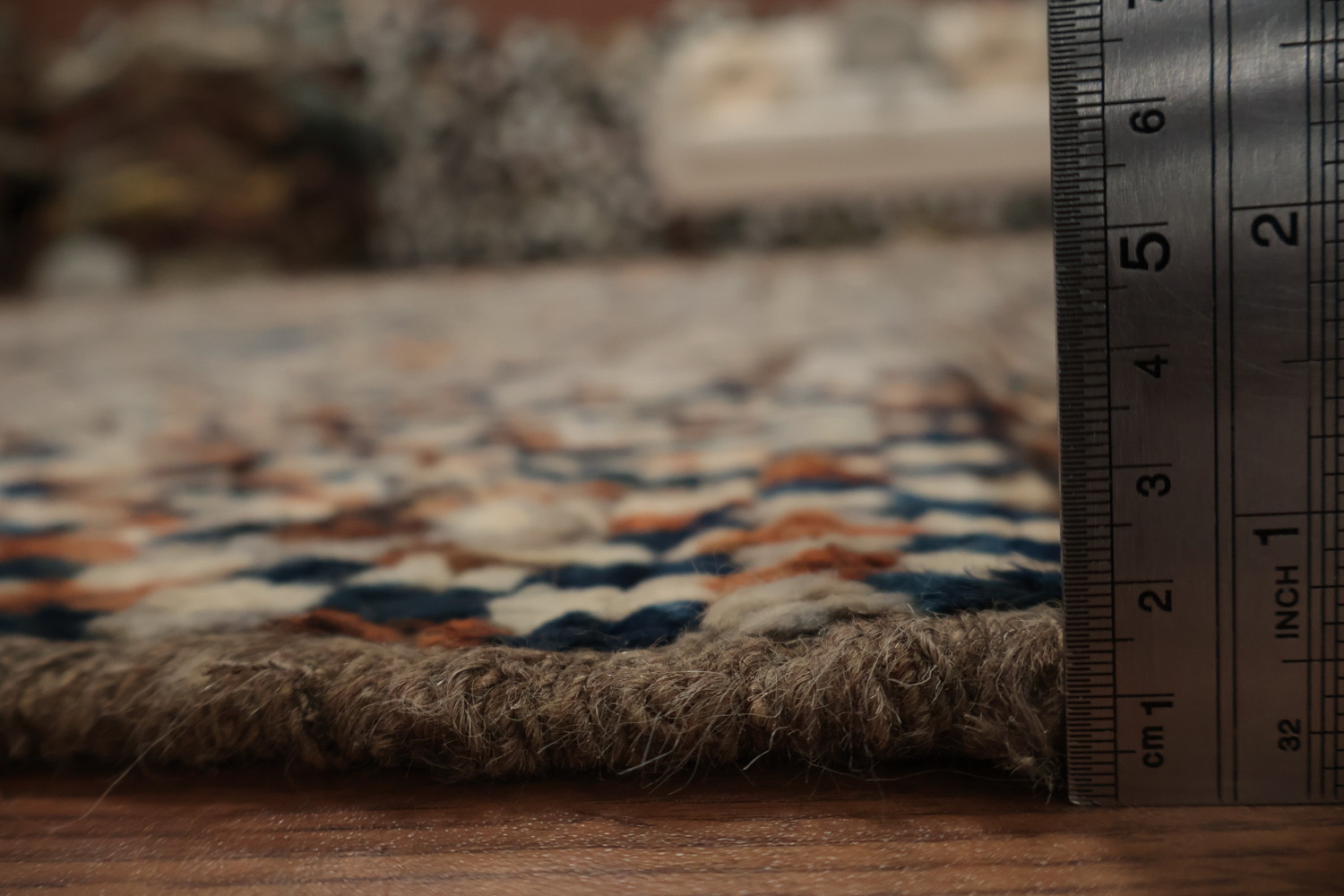 Chic Moroccan Wool Area Rug 7x9 with Intricate Diamond Motif Design
