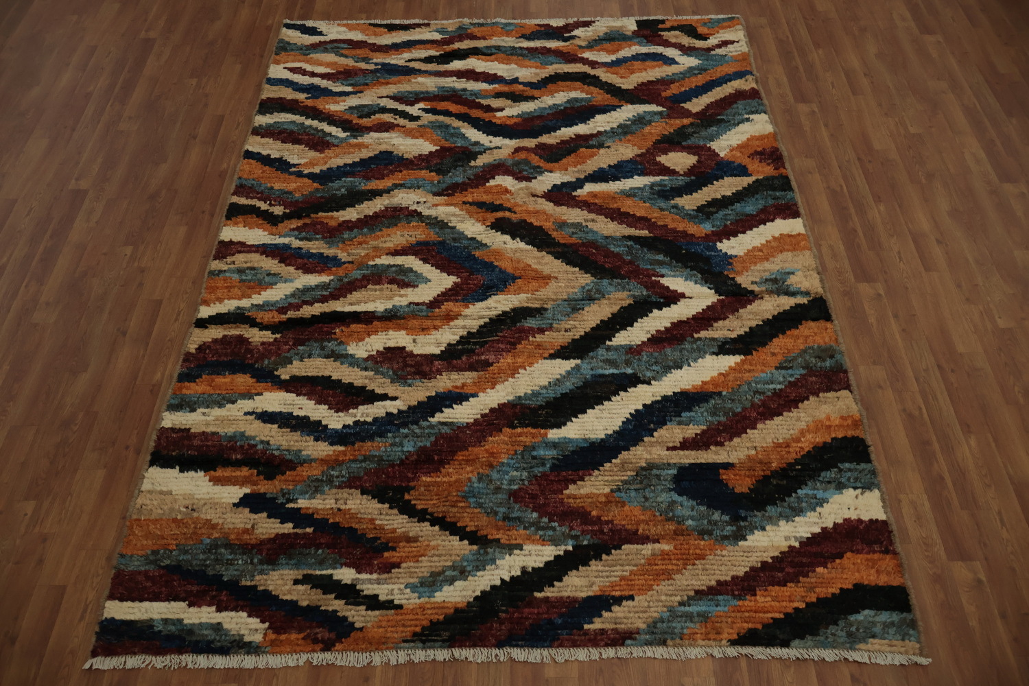 Bold Multicolor Moroccan Area Rug 7x9 for Contemporary Interiors
