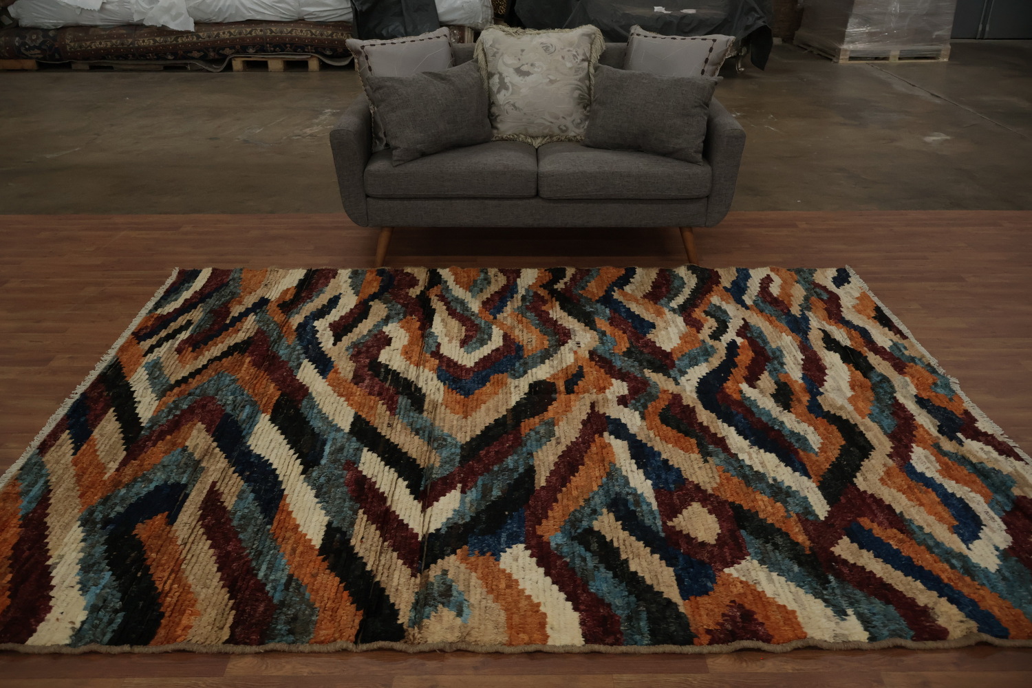 Bold Multicolor Moroccan Area Rug 7x9 for Contemporary Interiors