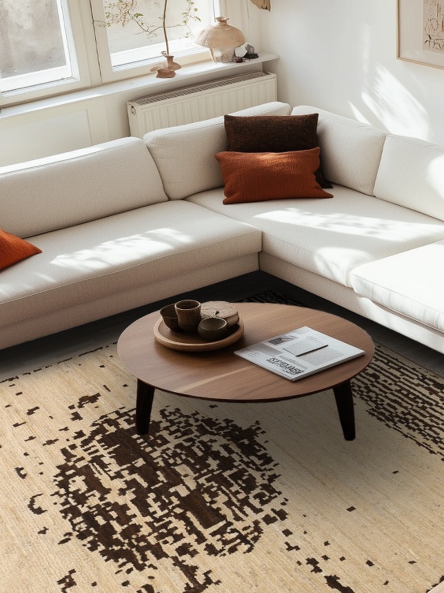 Ivory Wool Moroccan Area Rug 7x10