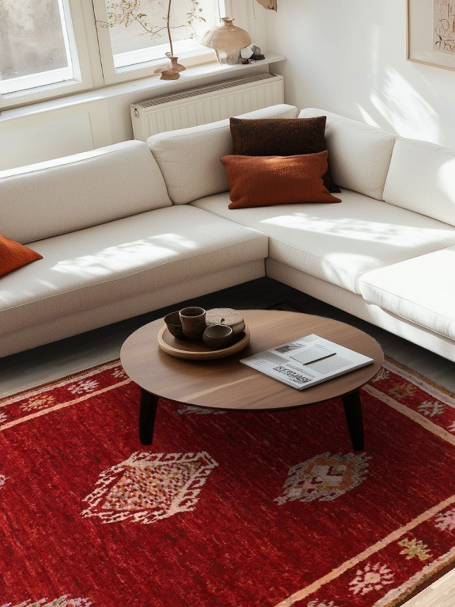 Geometric Red Moroccan Area Rug 7x10