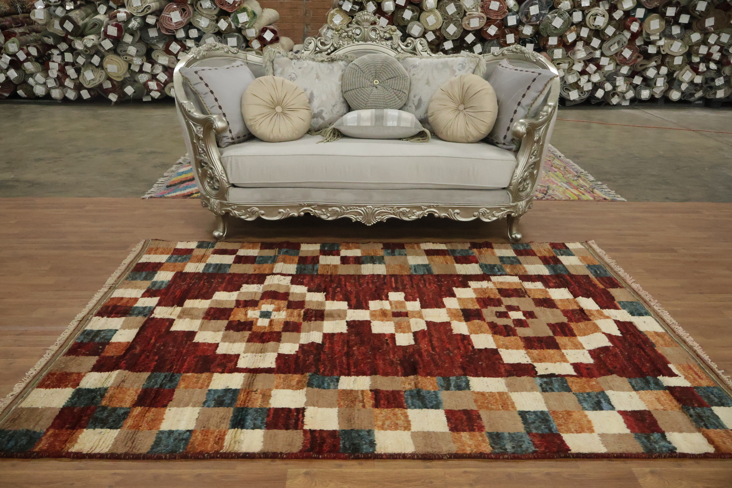 Checkered Moroccan Area Rug 6x8
