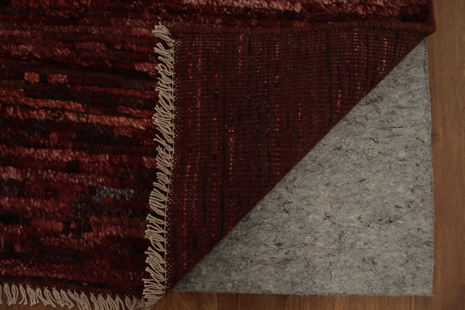 Luxurious Deep Red Wool Moroccan Area Rug 7x10 with Rich Texture