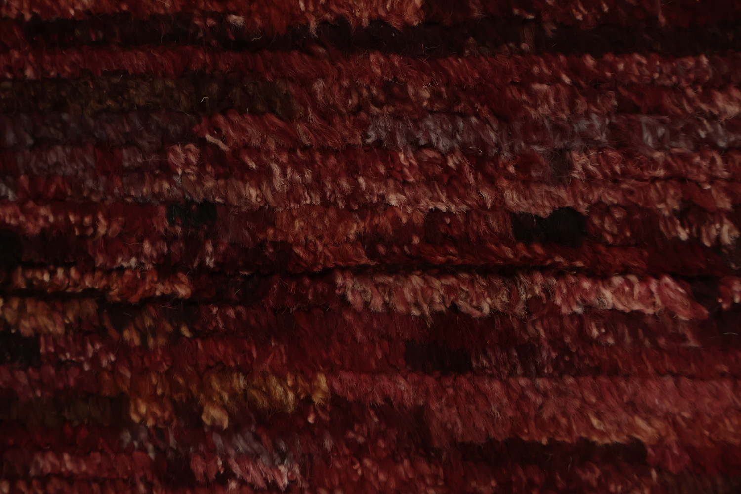 Luxurious Deep Red Wool Moroccan Area Rug 7x10 with Rich Texture