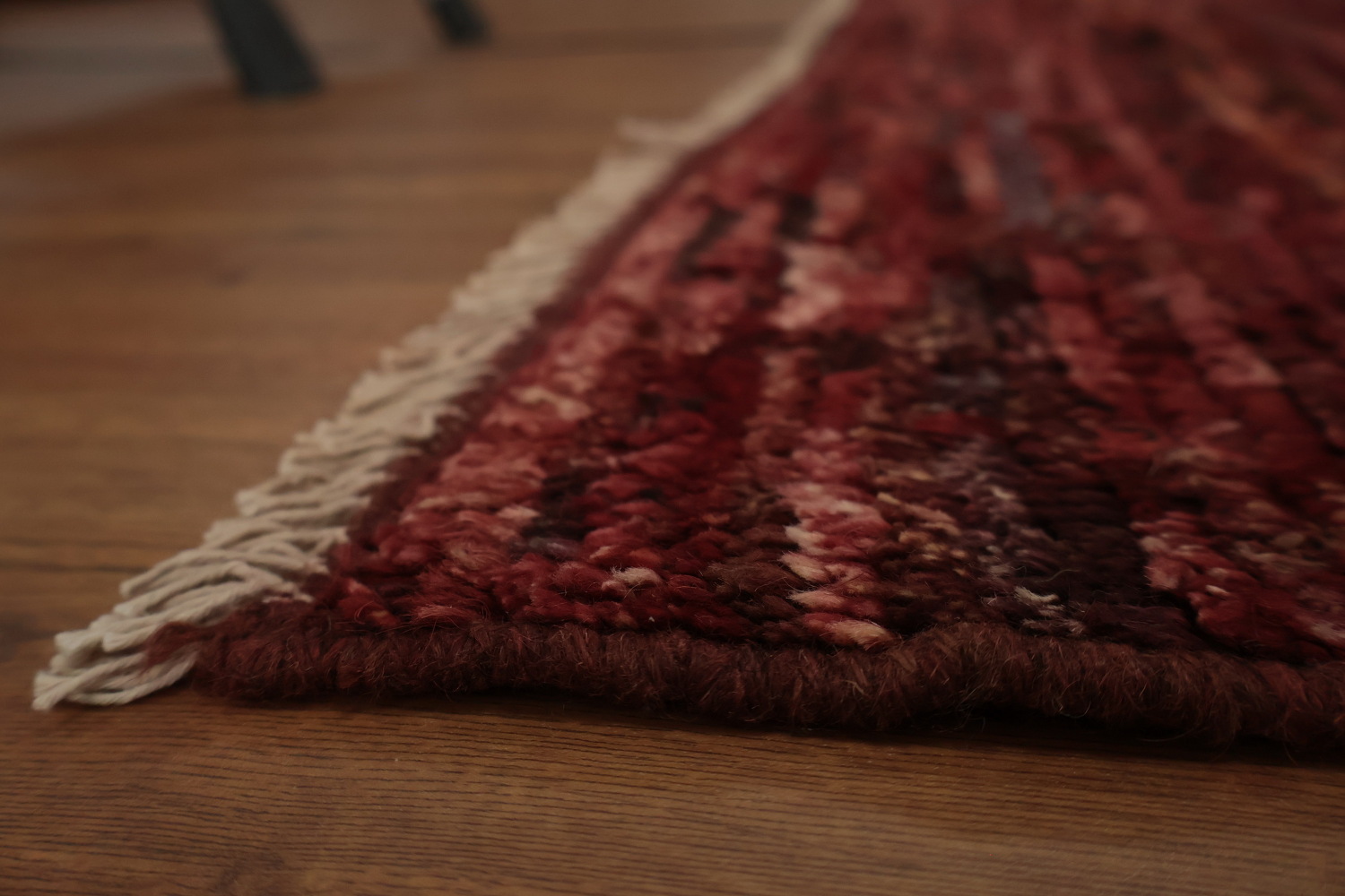 Luxurious Deep Red Wool Moroccan Area Rug 7x10 with Rich Texture