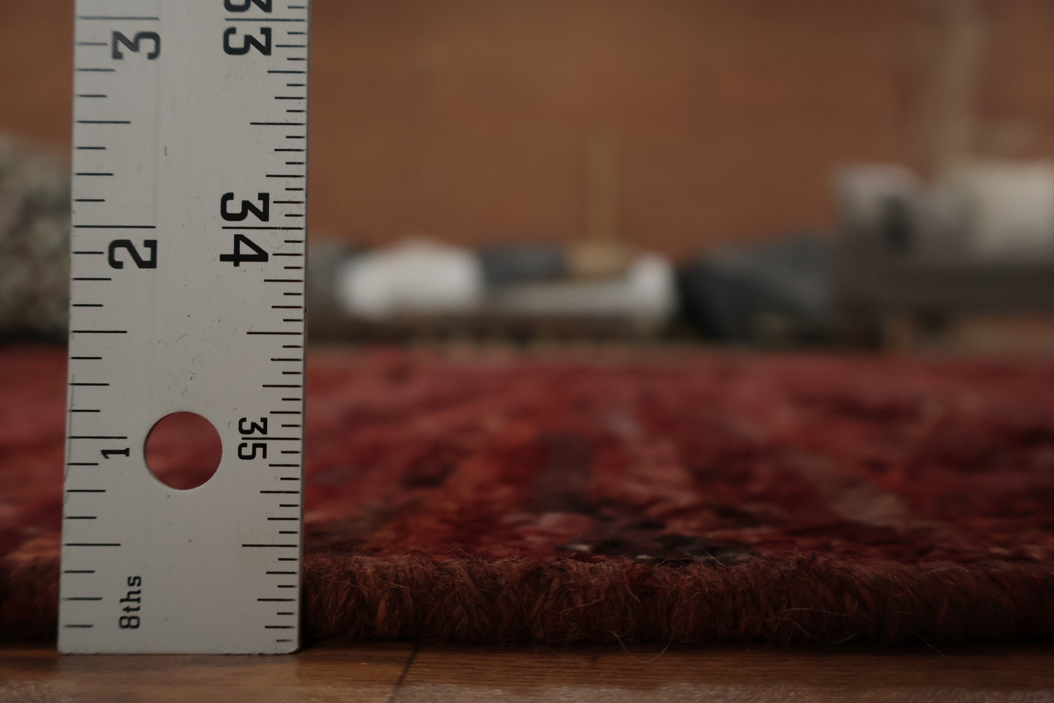 Luxurious Deep Red Wool Moroccan Area Rug 7x10 with Rich Texture