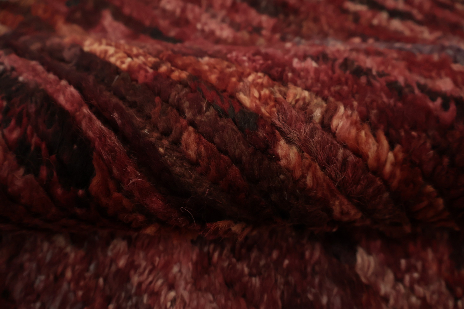 Luxurious Deep Red Wool Moroccan Area Rug 7x10 with Rich Texture