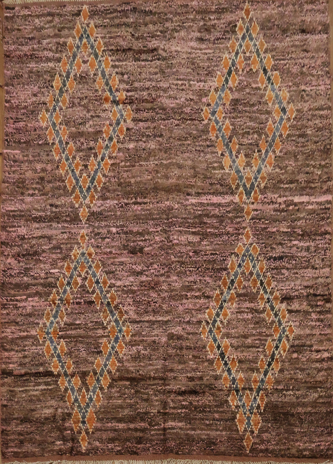 Brown/ Pink Moroccan Wool Area Rug 6x8
