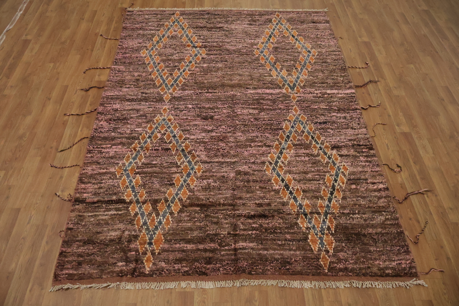 Brown/ Pink Moroccan Wool Area Rug 6x8