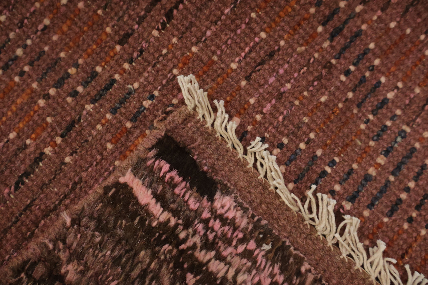 Brown/ Pink Moroccan Wool Area Rug 6x8