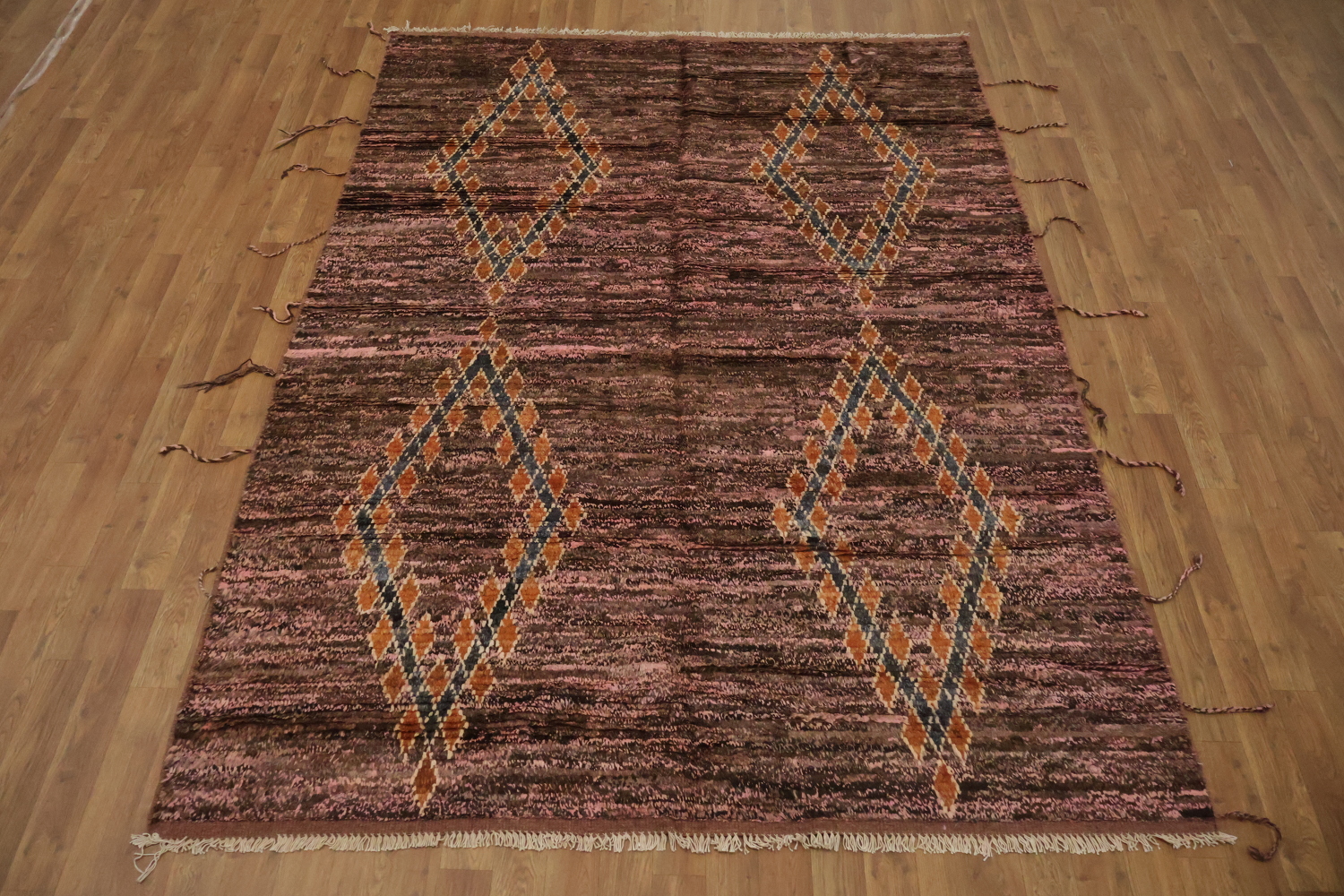 Brown/ Pink Moroccan Wool Area Rug 6x8
