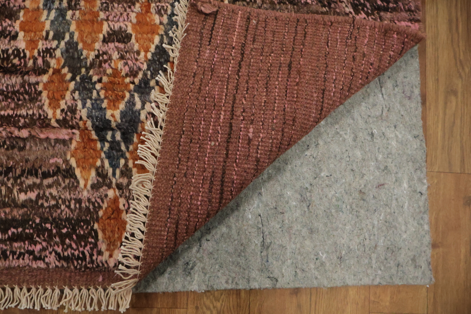 Brown/ Pink Moroccan Wool Area Rug 6x8