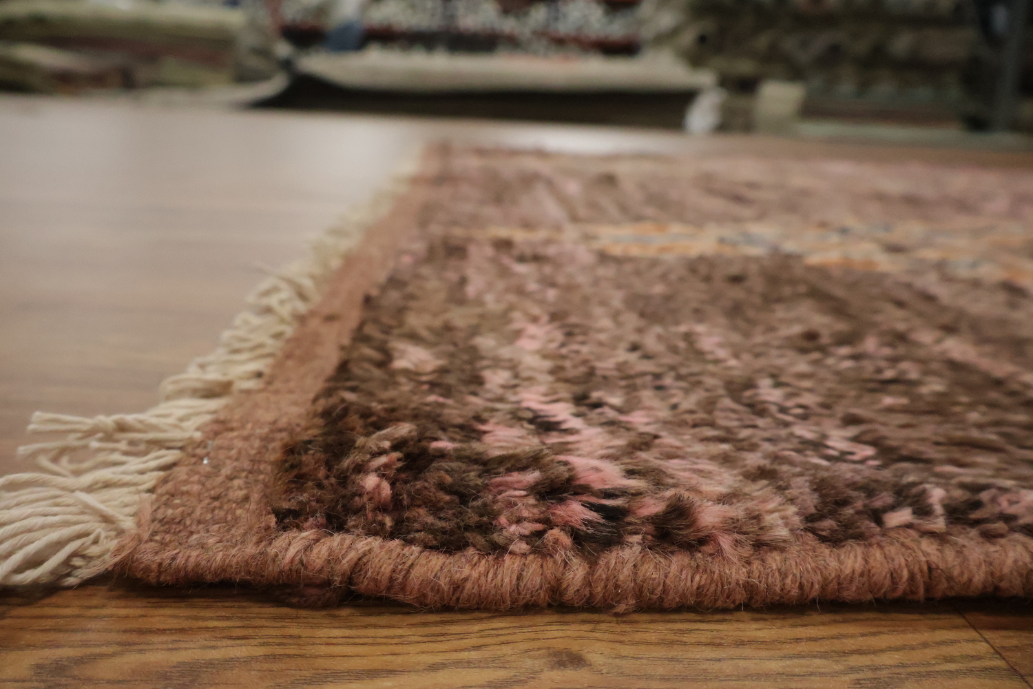 Brown/ Pink Moroccan Wool Area Rug 6x8