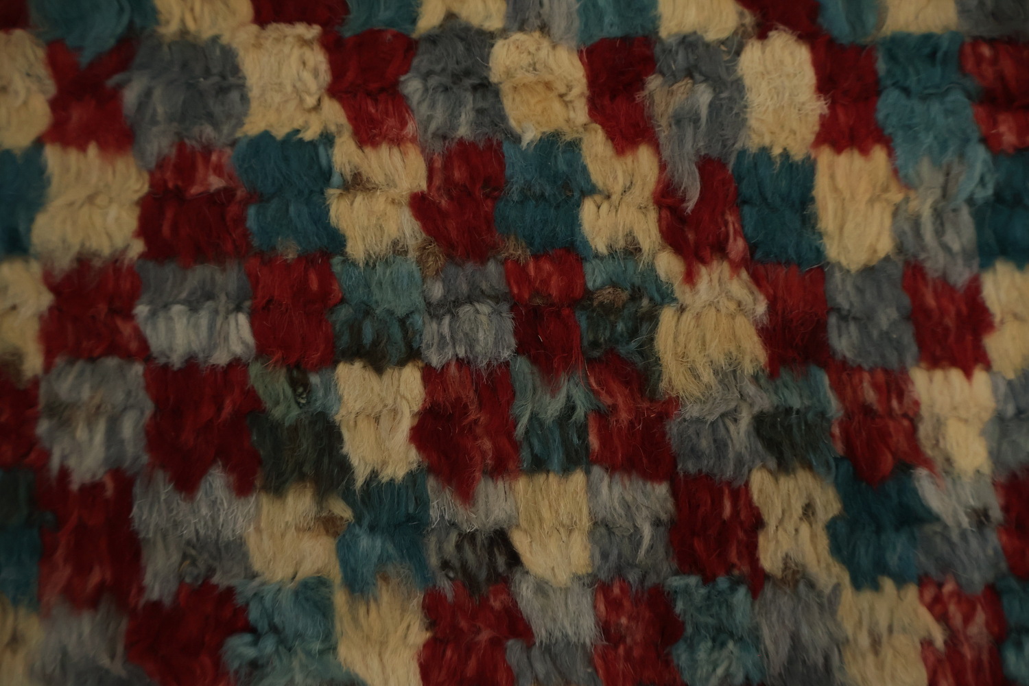 Grey Moroccan Wool Area Rug 6x10 with Multi-Color Diamond Patterns