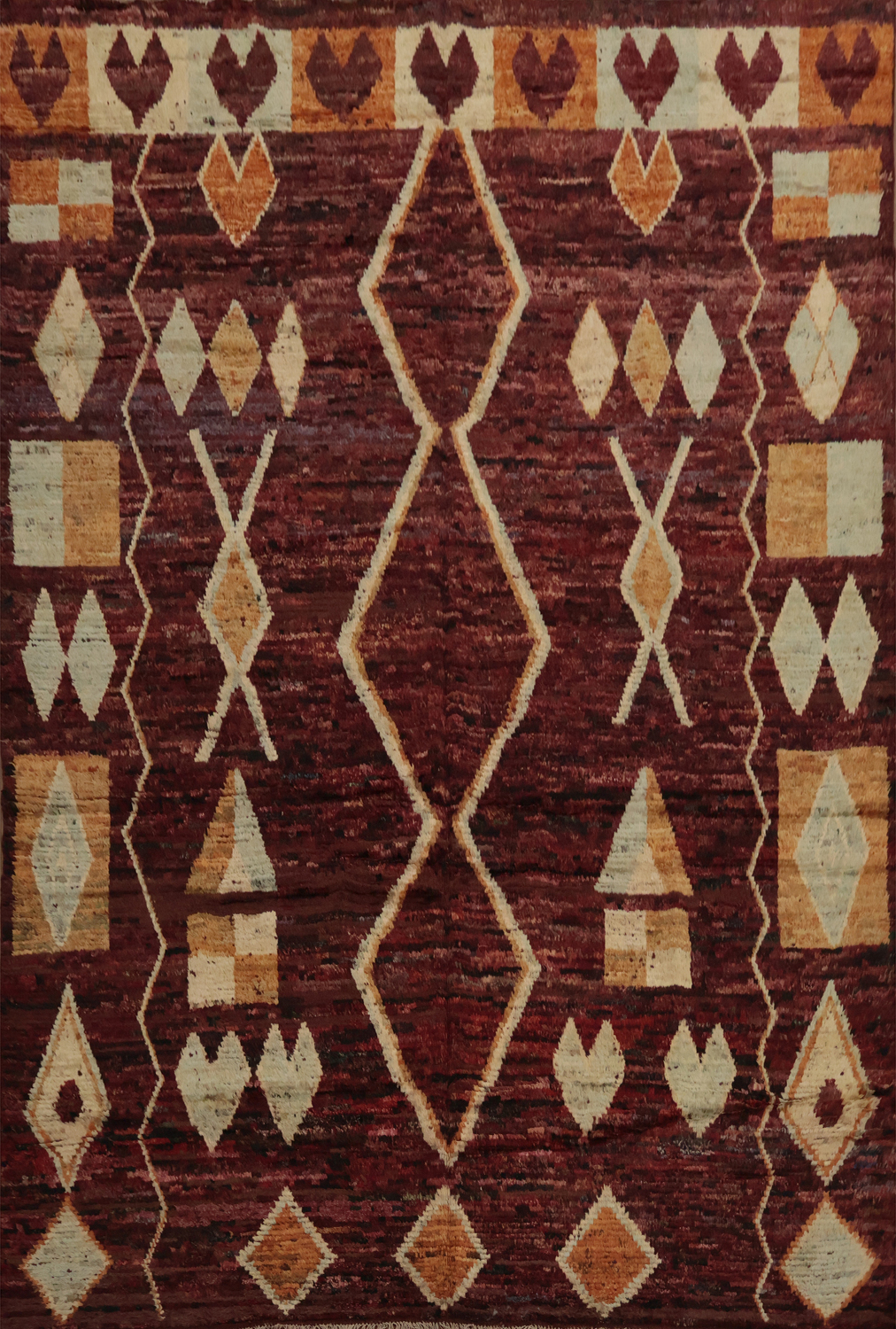 Rustic Bohemian Moroccan Area Rug 8x10 with Tribal Inspired Motifs
