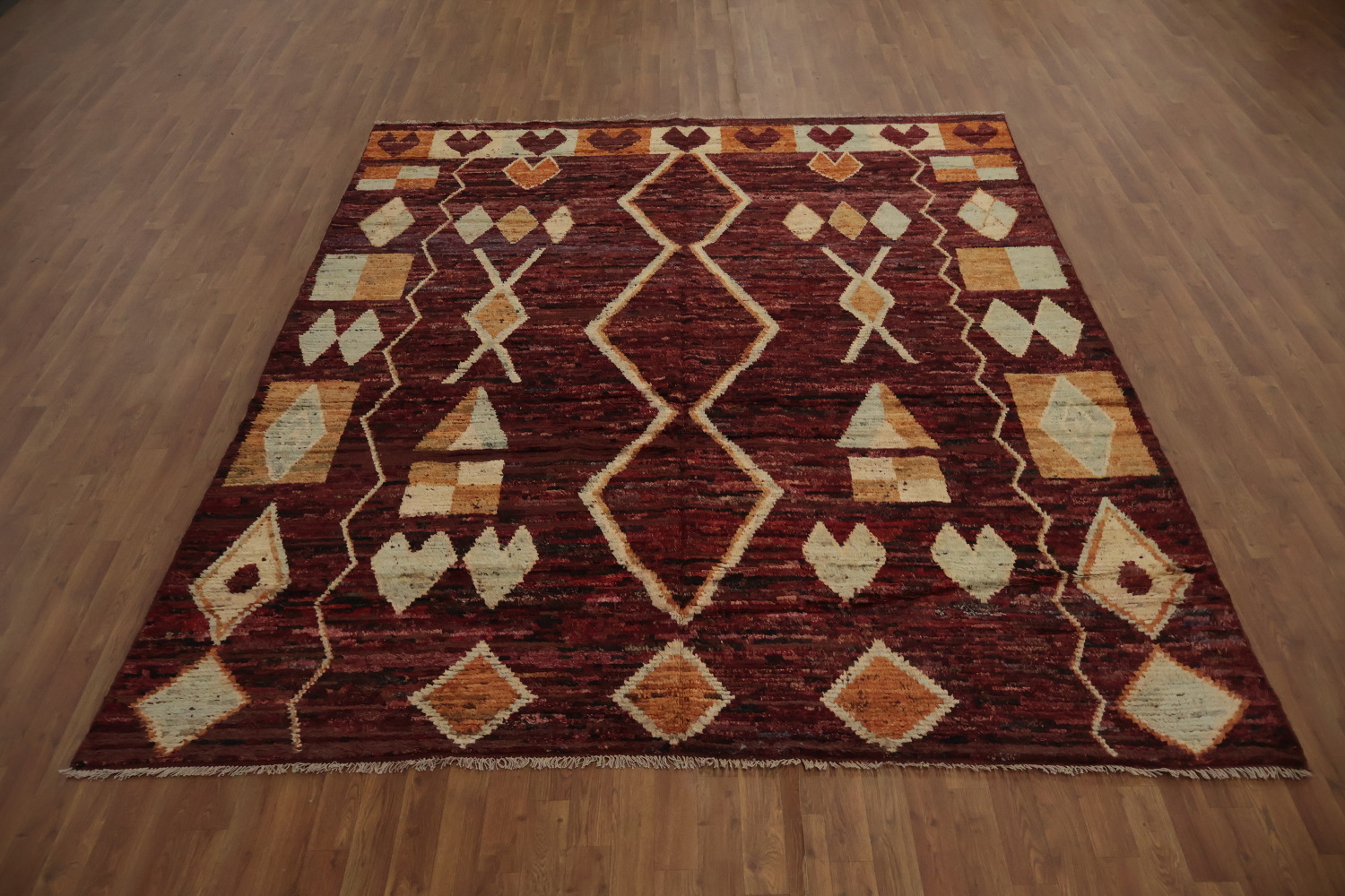 Rustic Bohemian Moroccan Area Rug 8x10 with Tribal Inspired Motifs