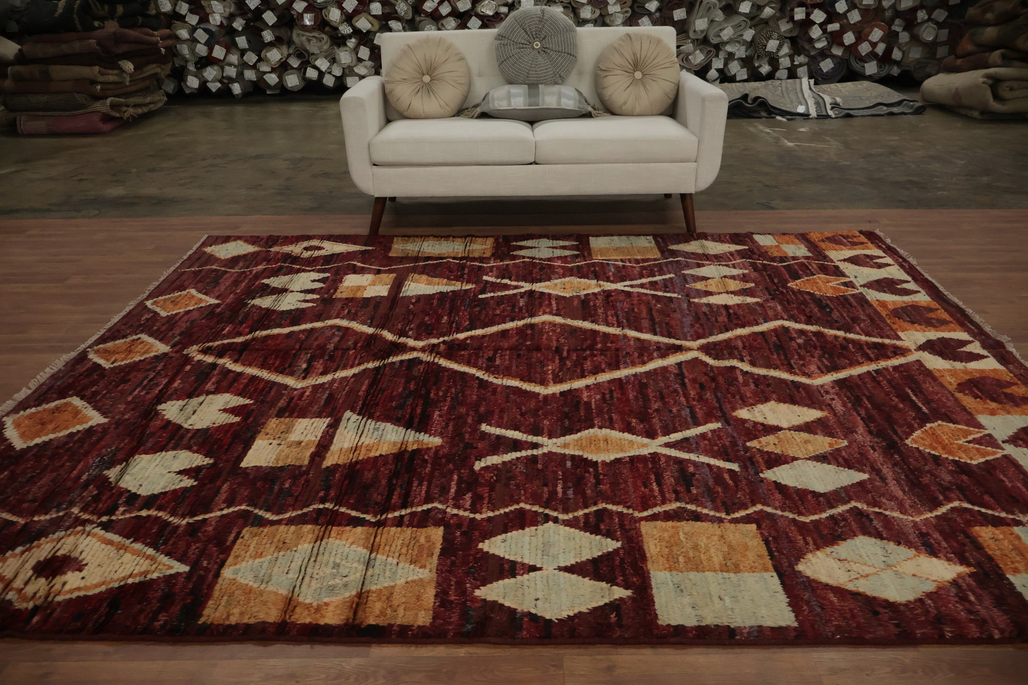 Rustic Bohemian Moroccan Area Rug 8x10 with Tribal Inspired Motifs